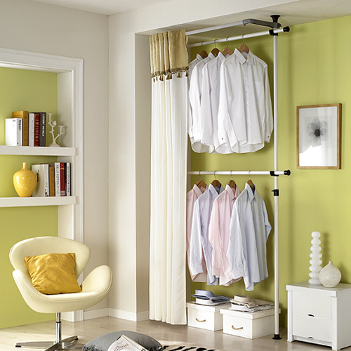 Wangja Wardrobe organiser Simple 2 Tier Hanger with Curtain NHC